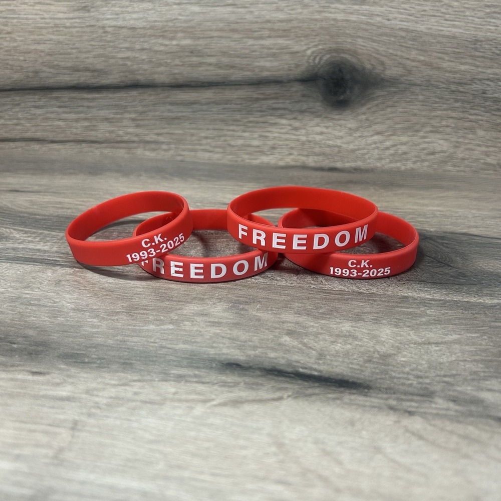 20- 7.5" Engraved Red Bracelet: | Charlie Kirk | Freedom, Faith, Family, Country